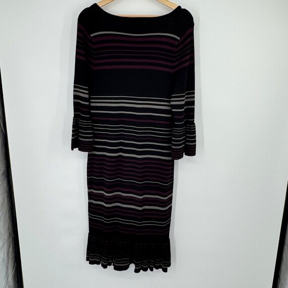 Max Studio Striped Knit sweater Dress Bell Sleeves Ruffle Size Large new $148 - Picture 12 of 14